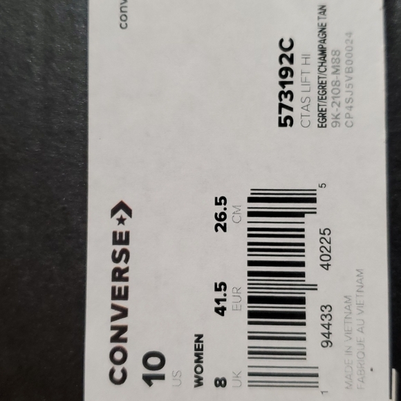 Converse CTAS LIFT HI PLATFORM WOMEN SZ 10 / 573192C - Picture 8 of 8